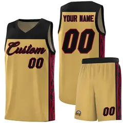 Old Gold Side Pattern Graffiti Sports Basketball Jersey 1