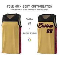 Old Gold Side Pattern Graffiti Sports Basketball Jersey 3