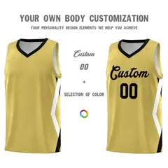 Old Gold Side Rhombus Graffiti Pattern Basketball Jersey 3