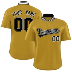 Old Gold Stand Collar Classic Authentic Baseball Jersey 1