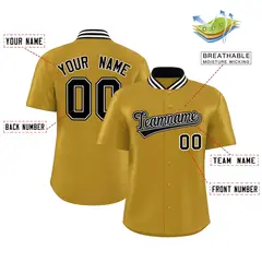Old Gold Stand Collar Classic Authentic Baseball Jersey 2