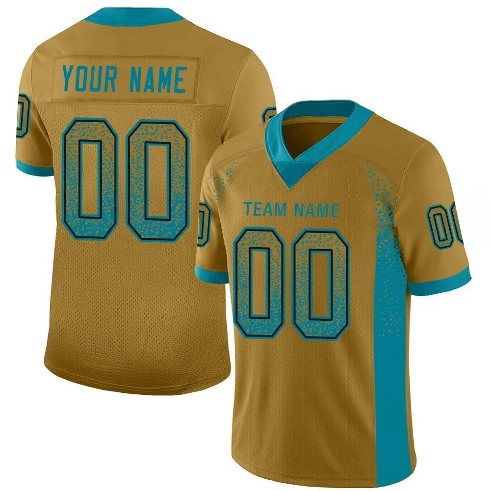 Old Gold Teal-Black Drift Fashion Mesh Football Jersey