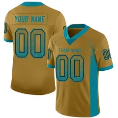 Old Gold Teal-Black Drift Fashion Mesh Football Jersey 1