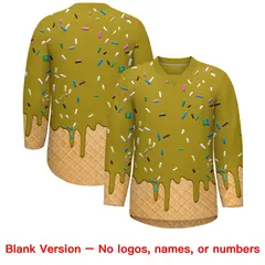 Old Gold Teal Ice Cream Pattern V-Neck Hockey Jersey 7