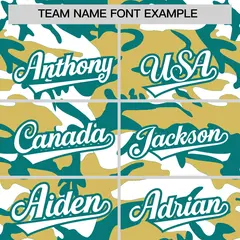 Old Gold Teal White Camo Gradient Fashion Baseball Jersey 3