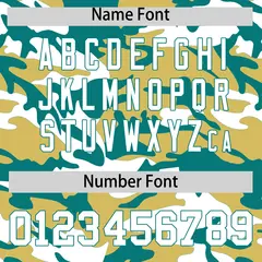 Old Gold Teal White Camo Gradient Fashion Baseball Jersey 4