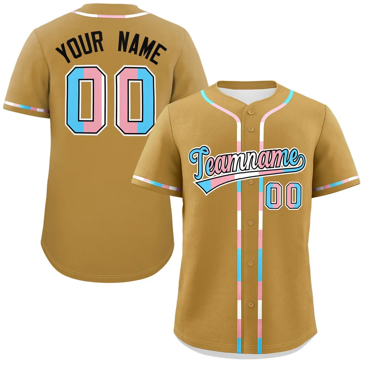 Old Gold Transgender Pride Month Classic Baseball Jersey