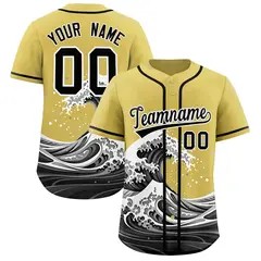 Old Gold Wave Graffiti Baseball Jersey 1
