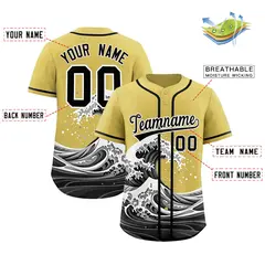Old Gold Wave Graffiti Baseball Jersey 2