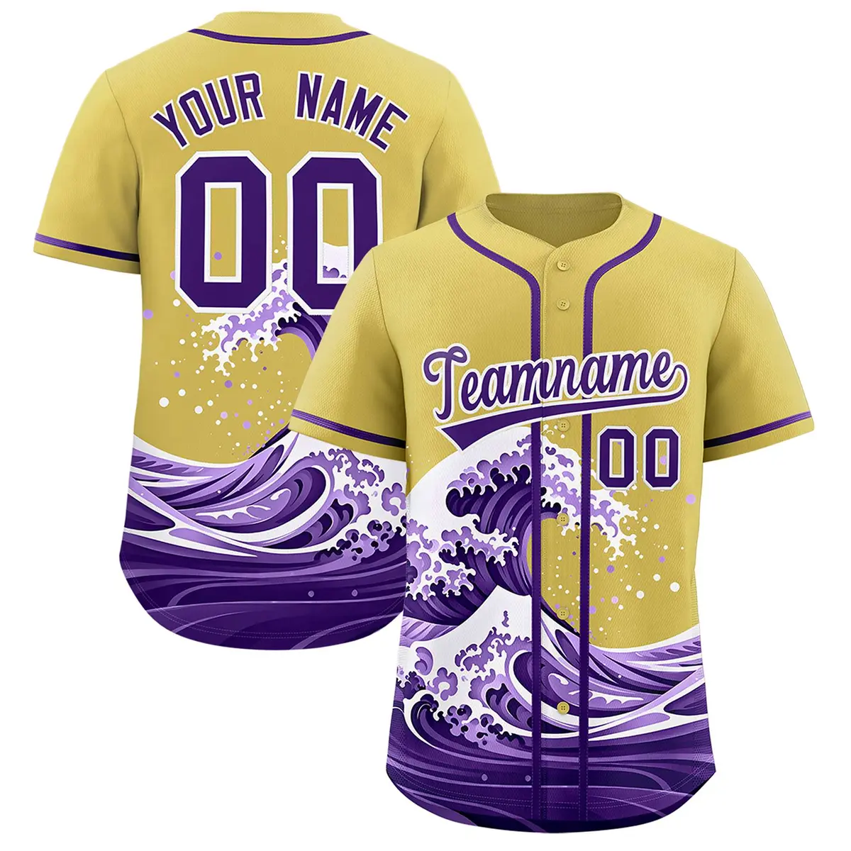 Old Gold Wave Graffiti Baseball Jersey