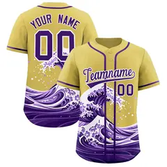 Old Gold Wave Graffiti Baseball Jersey 1