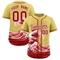 Old Gold Wave Graffiti Baseball Jersey 1