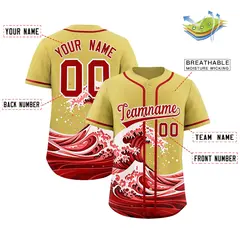 Old Gold Wave Graffiti Baseball Jersey 2