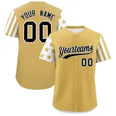 Old Gold White American Flag Raglan Baseball Jersey