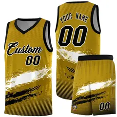 Old Gold White and Black Graffiti Basketball Jersey 1