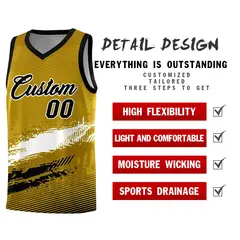 Old Gold White and Black Graffiti Basketball Jersey 2