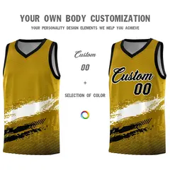 Old Gold White and Black Graffiti Basketball Jersey 3