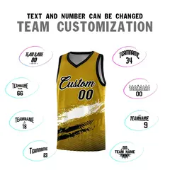 Old Gold White and Black Graffiti Basketball Jersey 4