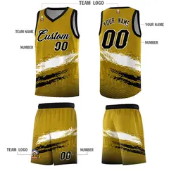 Old Gold White and Black Graffiti Basketball Jersey 5