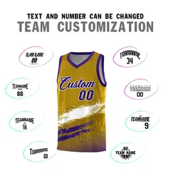 Old Gold White and Purple Graffiti Basketball Jersey 4