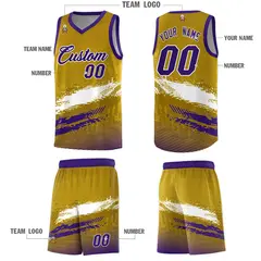 Old Gold White and Purple Graffiti Basketball Jersey 5