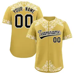 Old Gold White Baroque Style Baseball Jersey 1