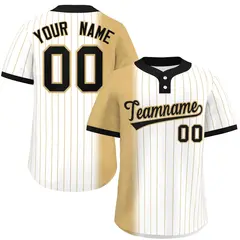 Old Gold White-Black Gradient Stripe Two-Button Softball Jersey 1