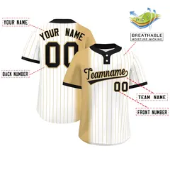 Old Gold White-Black Gradient Stripe Two-Button Softball Jersey 2