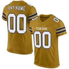 Old Gold White-Black Mesh Football Jersey 1
