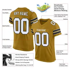 Old Gold White-Black Mesh Football Jersey 2
