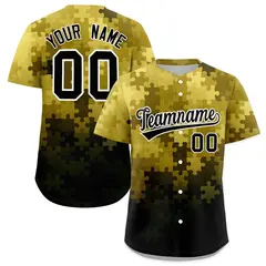 Old Gold White Black Puzzle Elements Baseball Jersey 1
