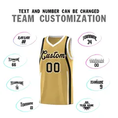 Old Gold White-Black Ribbon Pattern Basketball Kits 4