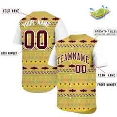 Old Gold White Burgundy Mexican Style Baseball Jersey 2