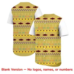 Old Gold White Burgundy Mexican Style Baseball Jersey 7