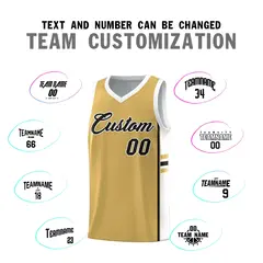 Old Gold White Classic Color Block Varsity Basketball Jersey 4