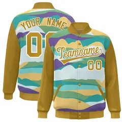 Old Gold White Clouds Graffiti Varsity Full-Snap Jacket