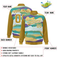 Old Gold White Clouds Graffiti Varsity Full-Snap Jacket 2