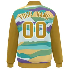 Old Gold White Clouds Graffiti Varsity Full-Snap Jacket 4