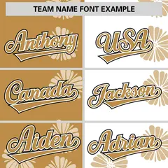 Old Gold White Flower Graffiti Split Baseball Jersey 3