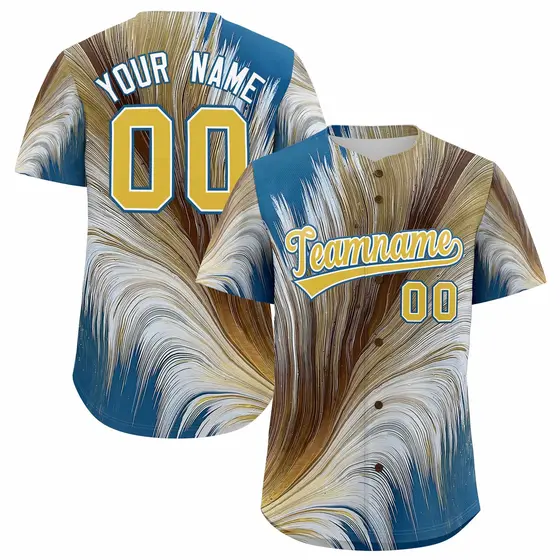 Old Gold White Fluid Feather Graffiti Baseball Jersey