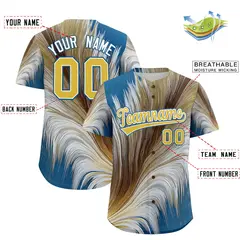 Old Gold White Fluid Feather Graffiti Baseball Jersey 2