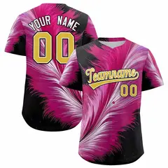 Old Gold White Fluid Feather Graffiti Baseball Jersey 1