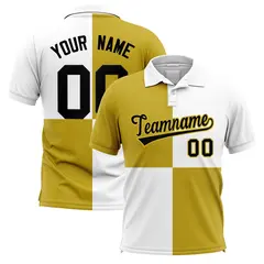Old Gold White Four Squares Performance Polo Shirt