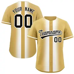 Old Gold White Gradient Lapel Fashion Baseball Jersey 1