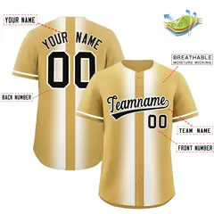 Old Gold White Gradient Lapel Fashion Baseball Jersey 2