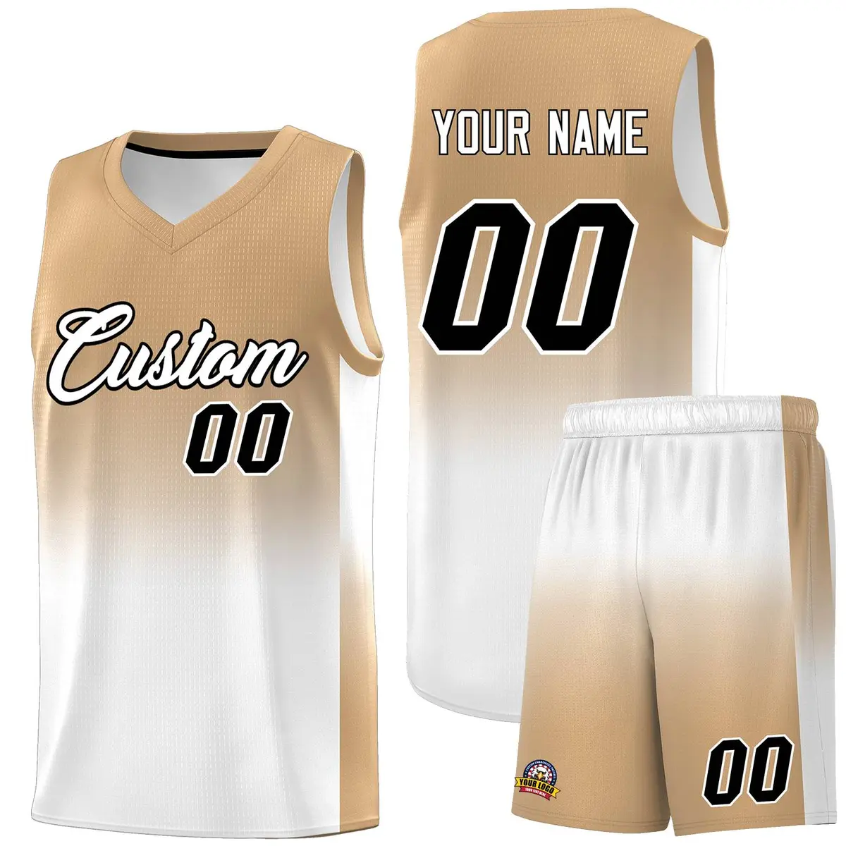 Old Gold White Gradient Sports Basketball Jersey