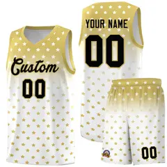 Old Gold White Gradient Star Pattern Basketball Jersey Sets
