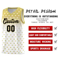 Old Gold White Gradient Star Pattern Basketball Jersey Sets 2