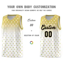 Old Gold White Gradient Star Pattern Basketball Jersey Sets 3