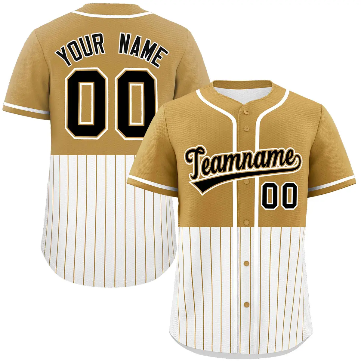 Old Gold White Half Stripe Authentic Baseball Jersey